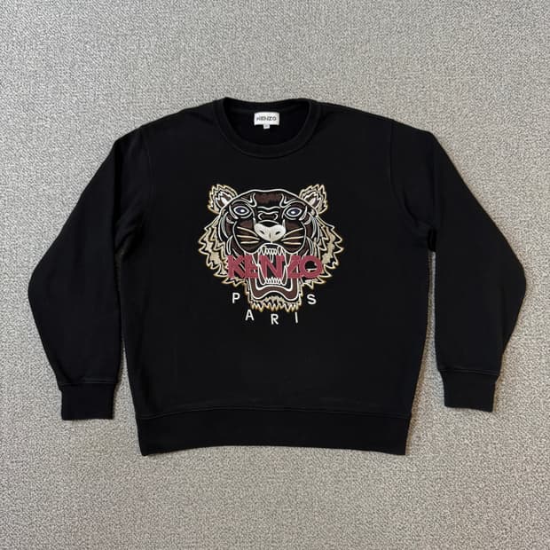 KENZO 겐조 블랙 타이거 자수 맨투맨 M