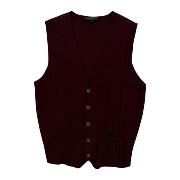 입생로랑 빈티지 조끼 버건디