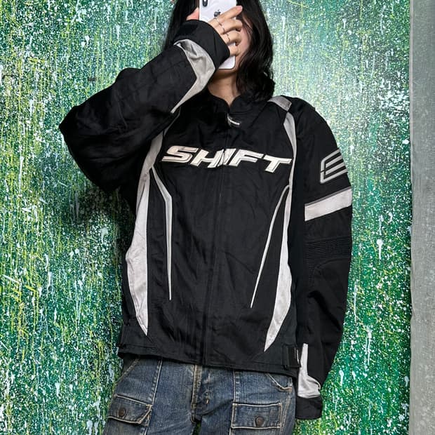 SHIFT 블랙 레이싱 자켓 올드스쿨 점퍼 L
