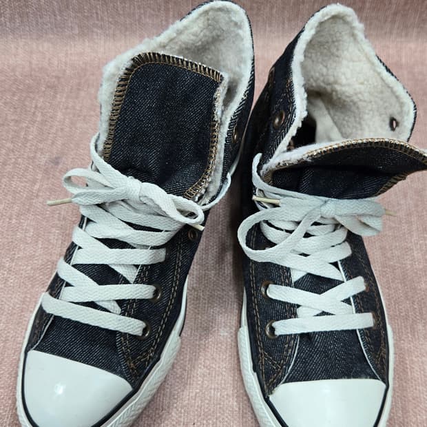 컨버스 미착용 240mm- 데님 하이탑 운동화 안감 털포인트