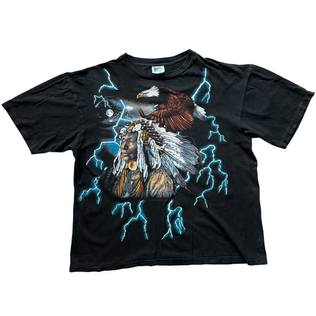 빈티지 90s American Thunder 네이티브 이글 티셔츠