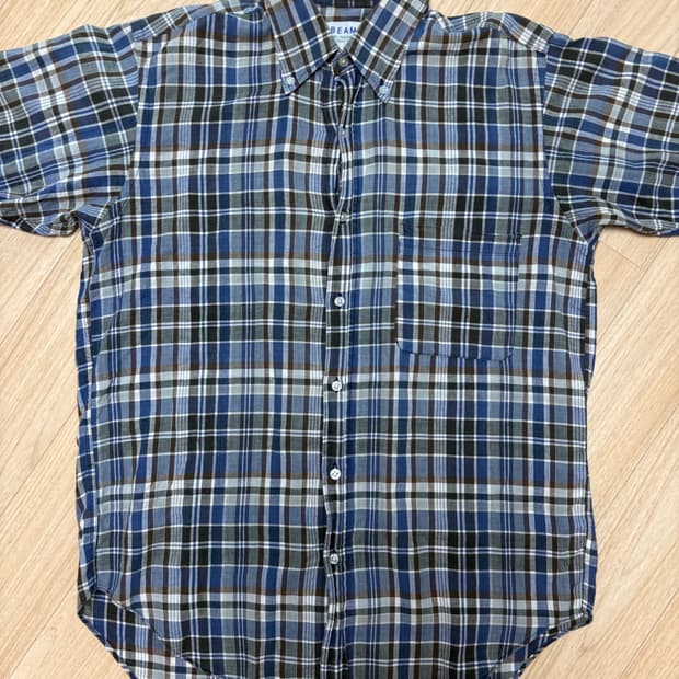 빔즈 체크 리넨 반팔 셔츠