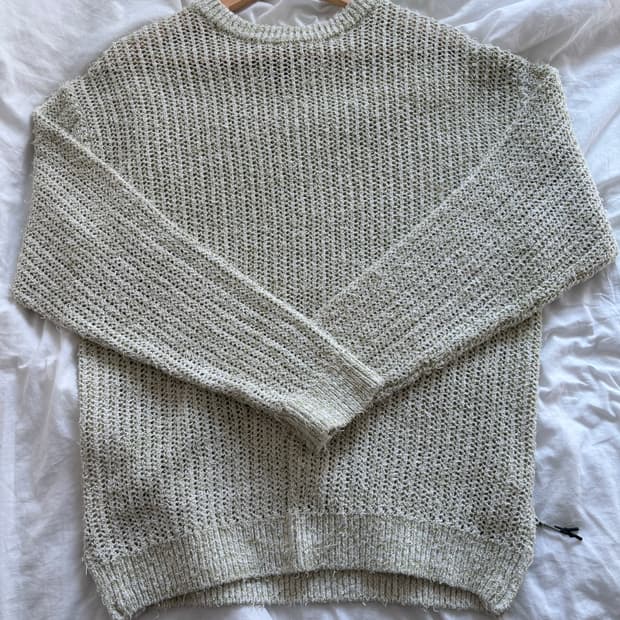 언어펙티드 오버핏 크루넥 니트 라임 멜란지 (사이드 지퍼)