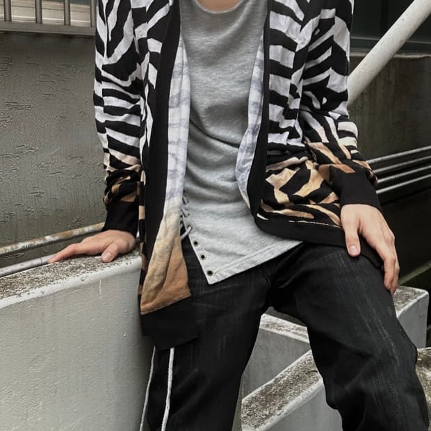 2000s michael kors v-kei 지브라 패턴 가디건  