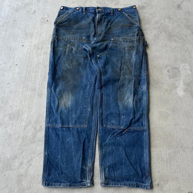빈티지 칼하트 더블니 데님 워크 팬츠