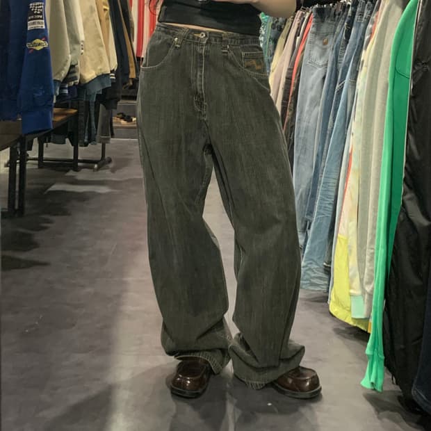 [IM] vtg 워싱 힙합 데님 팬츠 다크브라운