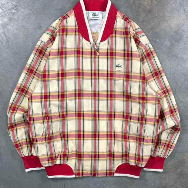 라코스테 체크 블루종 자켓