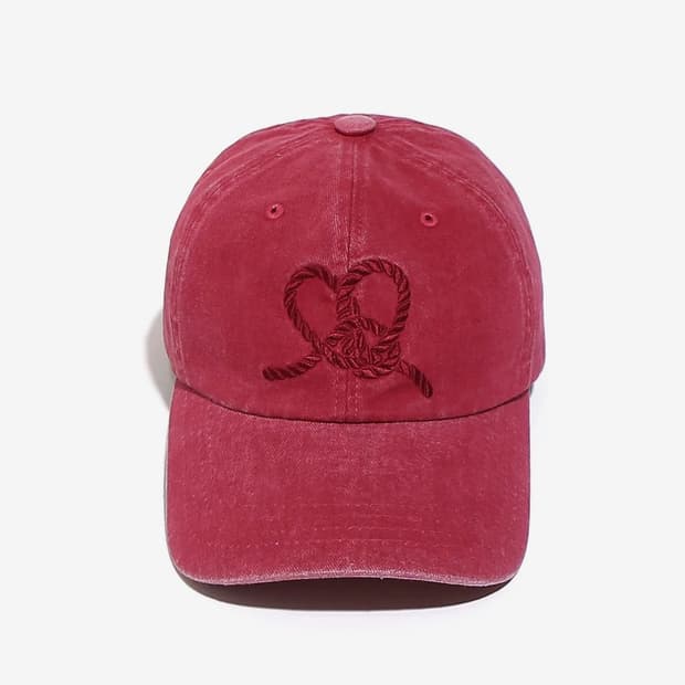 Heart Knot Embroidery Cap Red