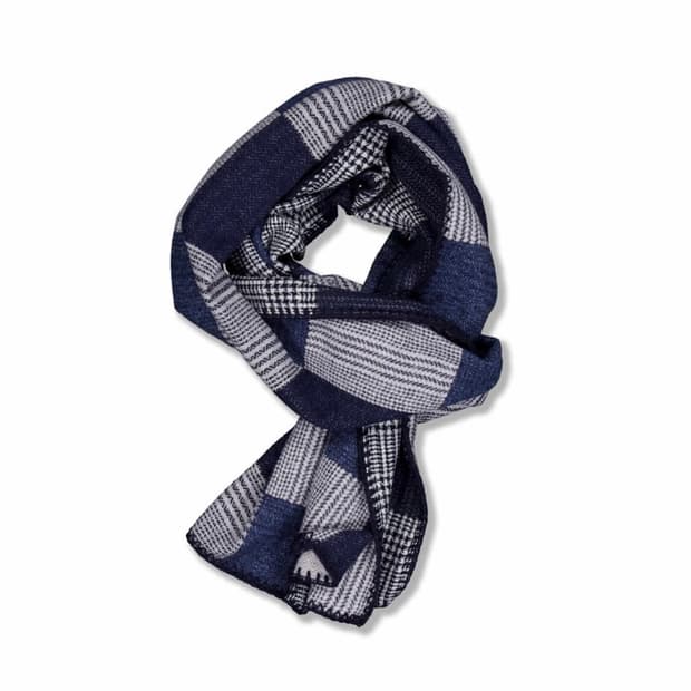 퍼렌 fluffy cotton scarf_check navy