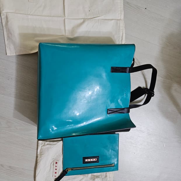 마르니 Marni 가죽 pvc 토트백, 클러치 세트