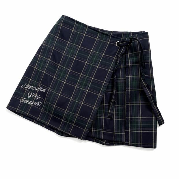 y2k 체크 랩 미니스커트