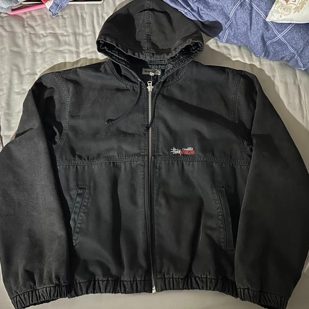 스투시 인슐레이티드 캔버스 워크 자켓 블랙