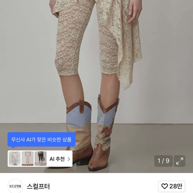 스컬프터 Asymmetric Lace Skirt Leggings Raw