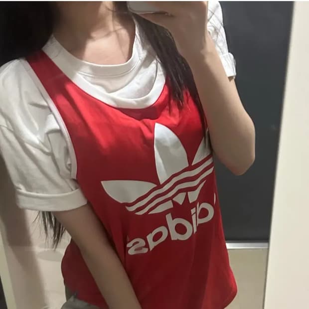 아디다스. 여성 트랙 탱크탑 레드_100