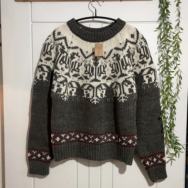 EUR vtg 노르딕 패턴 크롭 스웨터