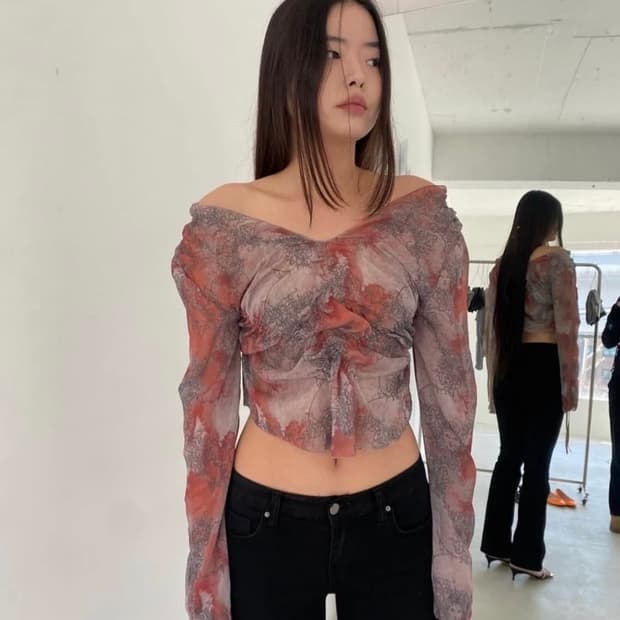 lalameme 시어 스모킹 블라우스 36