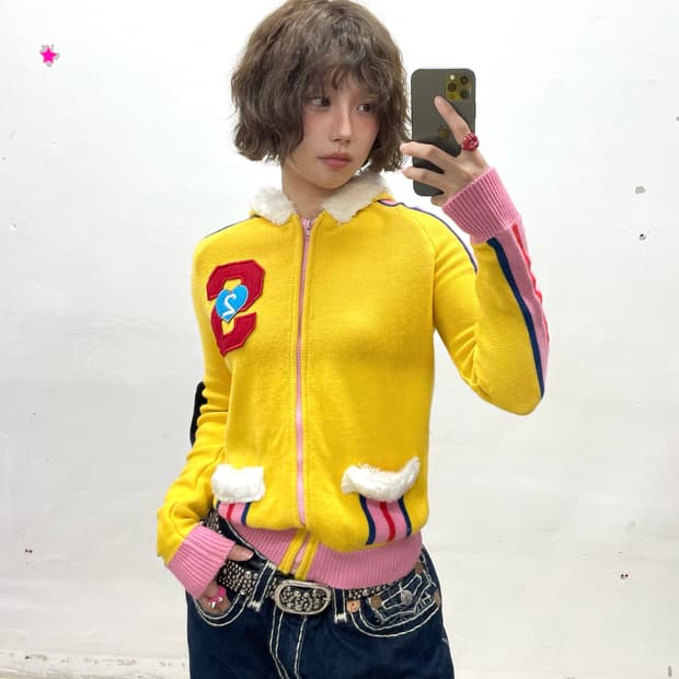 32 Heart denim pocket hoodie jacket