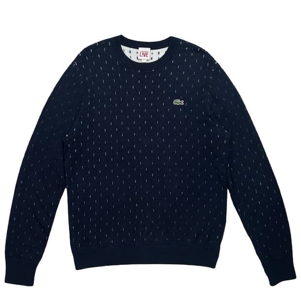 LACOSTE 네이비 패턴 캐시미어 니트 맨투맨 M