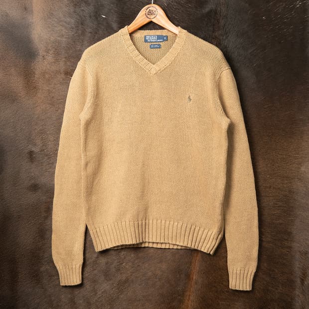 [M] 00s 폴로 랄프로렌 코튼 리넨 브이넥 니트 두산폴로 