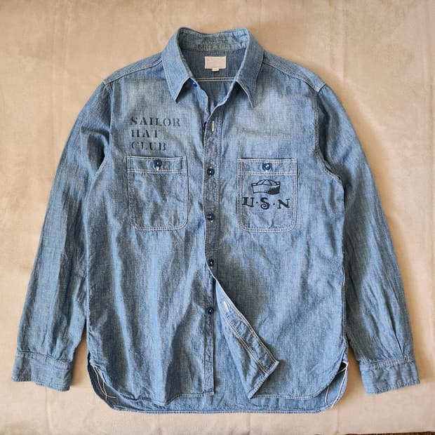 Buzz Rickson's 버즈릭슨 USN 샴브레이셔츠 15-15.5