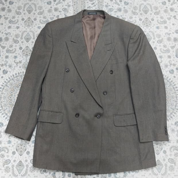 제롤라모 이태리 브라운 더블 버튼 체크 자켓