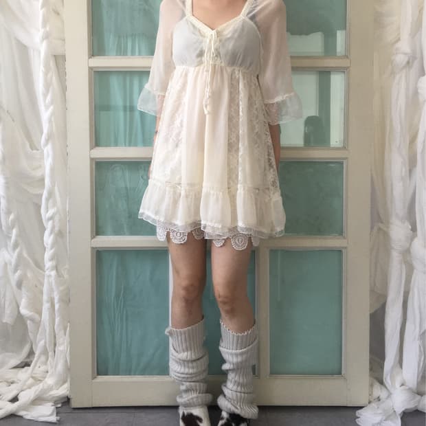 Lace layered blouse onepiece