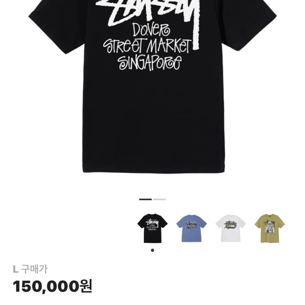 (새상품) 스투시 도버스트릿 마켓 싱가폴 반팔 블랙 L