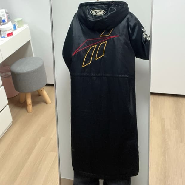 리복 자수로고 양털안감 돕바 롱패딩