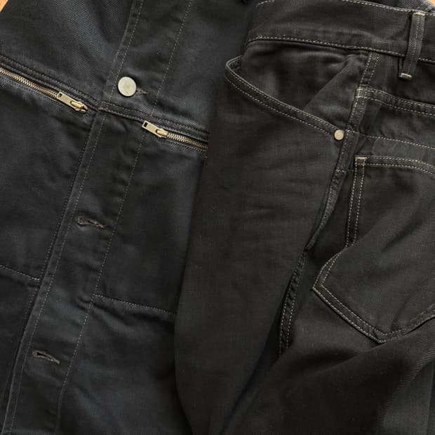 (50) 르메르 블랙 데님 셋업 트러커/부츠컷