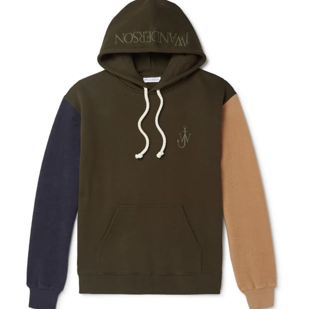 jw anderson 후리스 컬러블록 후드