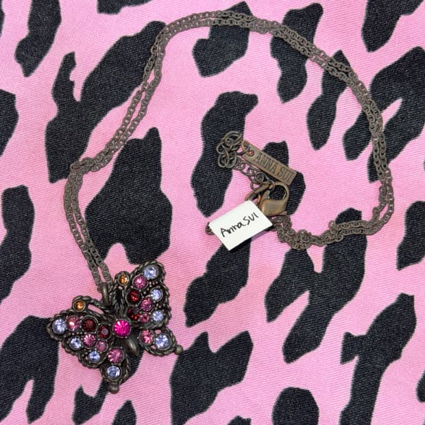 안나수이 빈티지 오리엔탈 나비큐빅 목걸이 