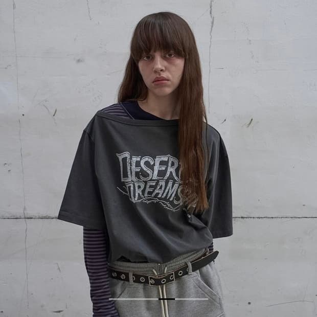 [새상품] 엘씨디씨티엠 Asymmetric printed 티셔츠 차콜