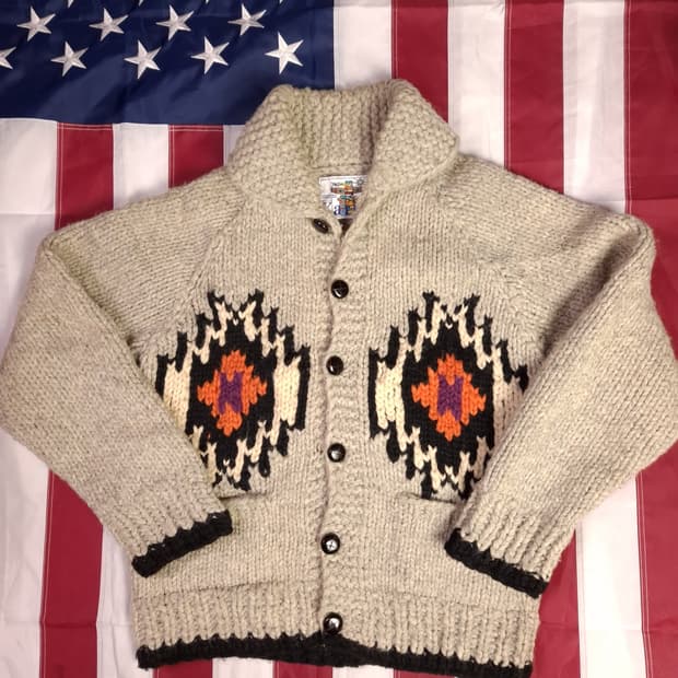 오리지날 캐나다제조 카나타 나바호우먼용 코위찬 울 가디건