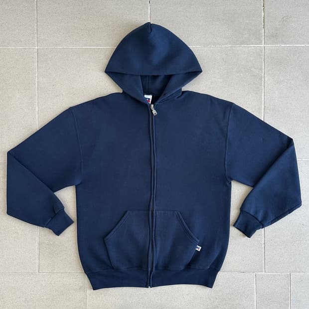 90s 빈티지 러셀 후드집업 네이비 L