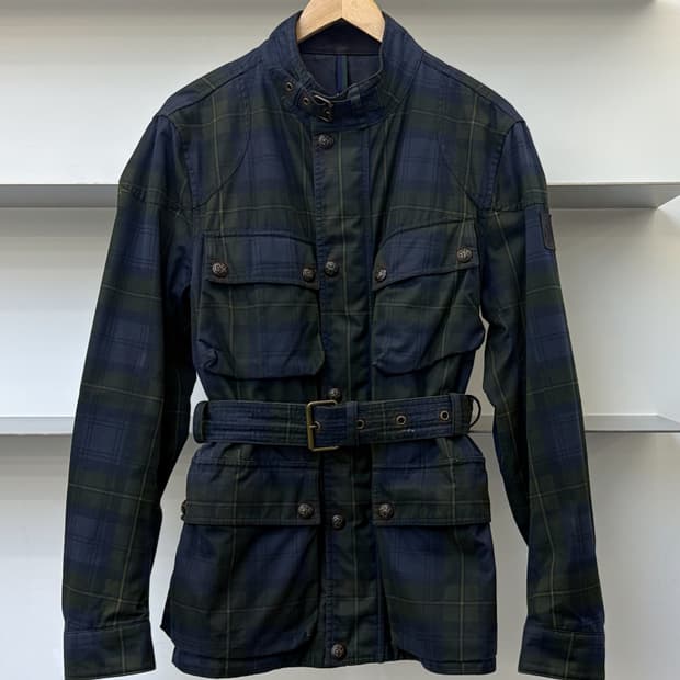 GSR 바이 벨스태프 블랙와치 왁스드 모터 자켓