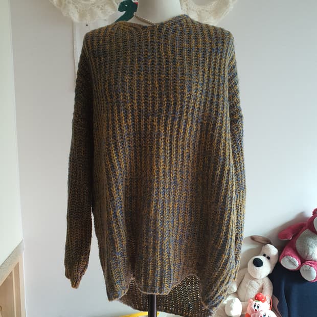 [빈티지] 오버핏 니트 스웨터 옐로우/블루