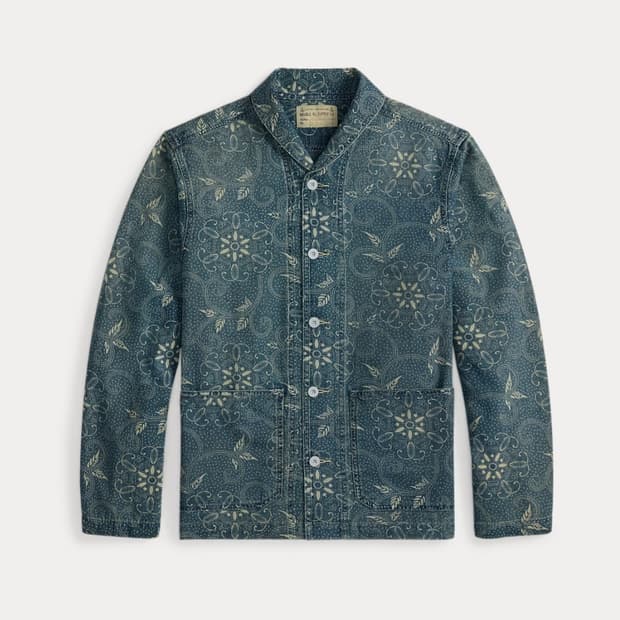 더블알엘 rrl 인디고 프린트 우븐 오버셔츠 L