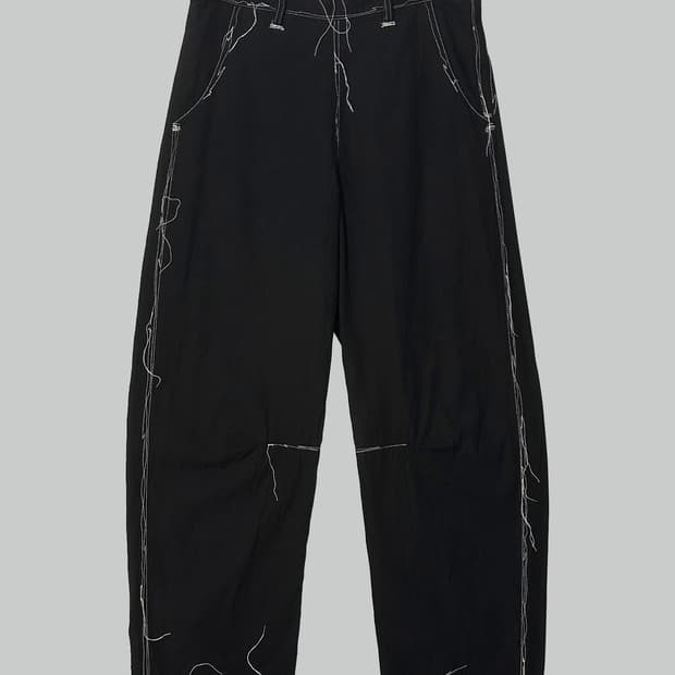 요지 야마모토 스티치 커브드 팬츠