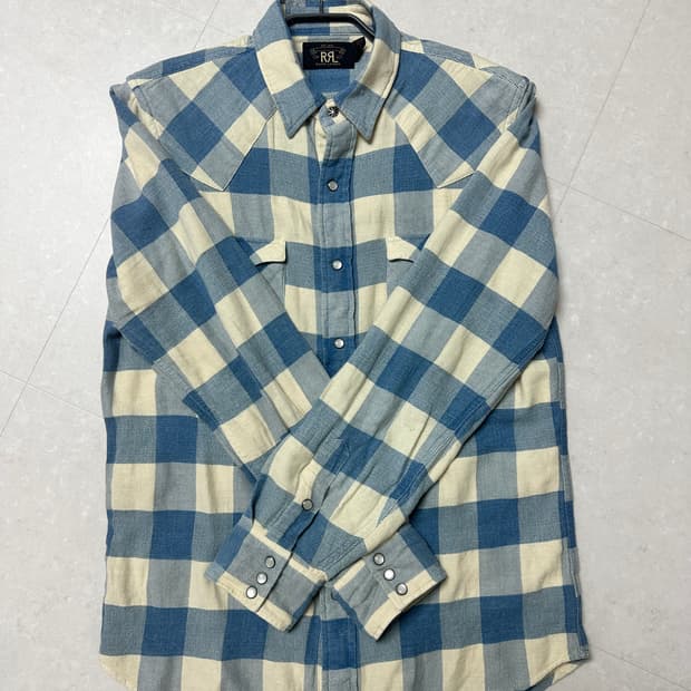 더블알엘 슬림핏 플래드 트윌 웨스턴 셔츠(M size)