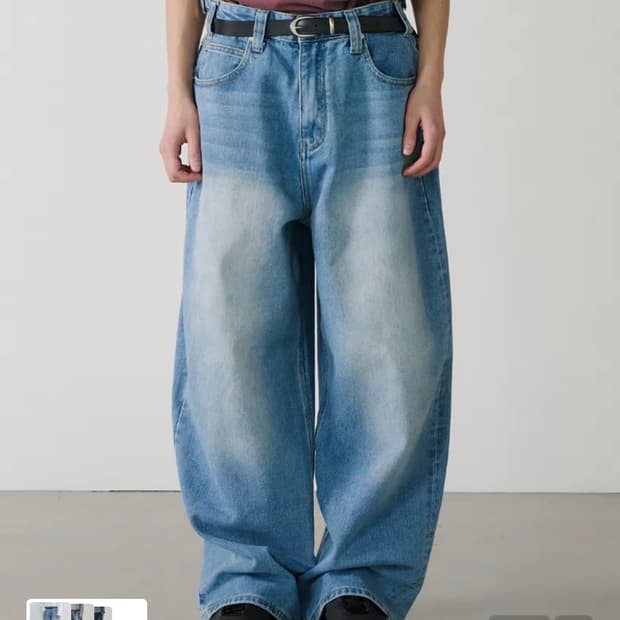 노운 와이드 데님 팬츠 (미드 블루)