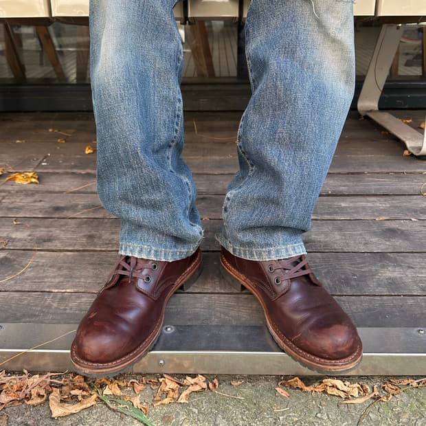 Hawkins brown faded leather worker boots