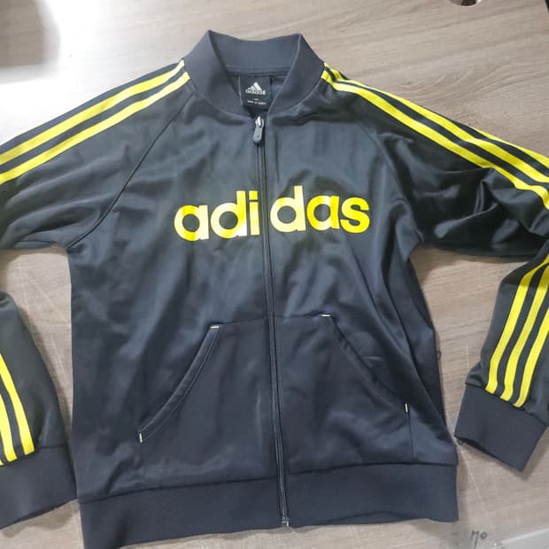 아디다스 블랙 옐로우 검노 여자 트랙탑 져지집업 90