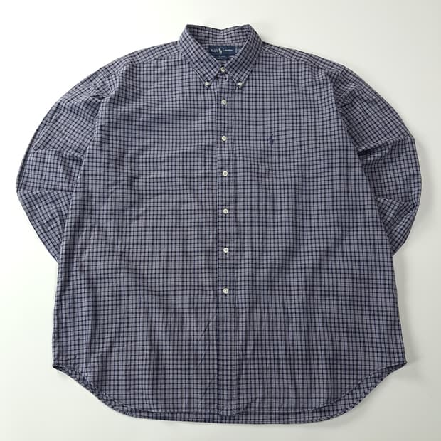 CK327 2XL 폴로 90s 다크네이비 마이크로 타탄체크 셔츠 남방