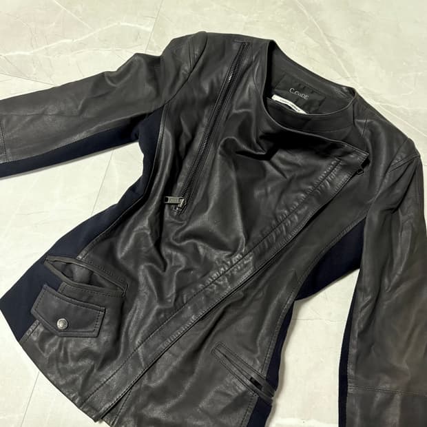 아케호무빈티지 코데즈컴바인 드레이핑  릭 사선지퍼 레더자켓 고트스킨