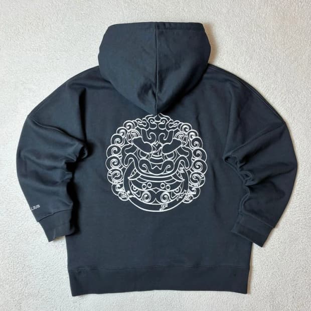 Solljus 헤비코튼 자수 오버핏 로고 후드티 PN6677