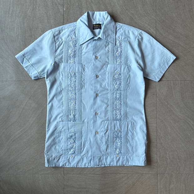 빈티지 구아야베라 스카이블루 셔츠