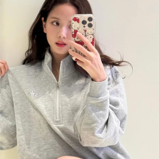 Alo 하프집업 그레이 미듐 맨투맨