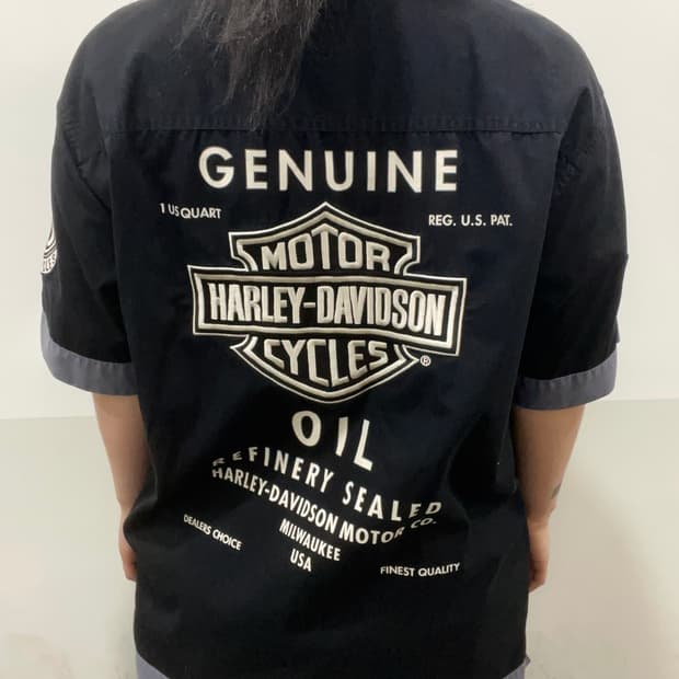 Harley Davidson 할리데이비슨 투톤 빅 로고 반팔셔츠