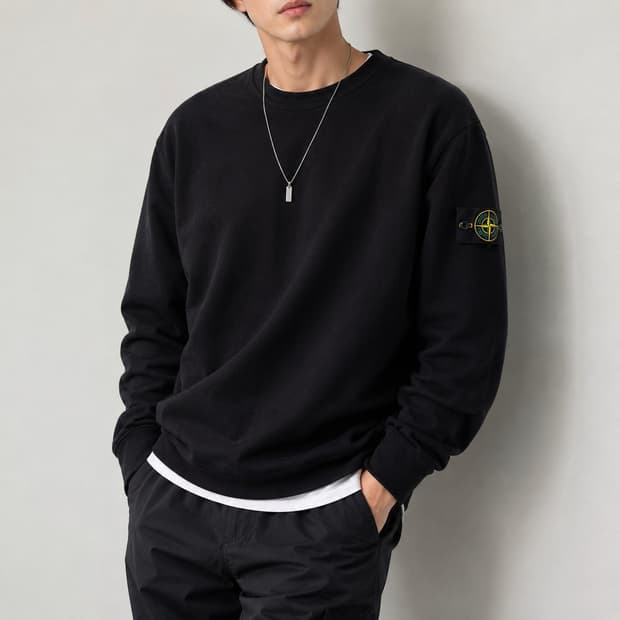 [정품/3XL] 스톤아일랜드 와펜 맨투맨 블랙 110~115