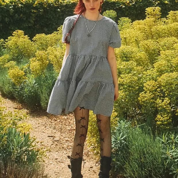 틸다마틸다 깅엄 체크 원피스 블랙